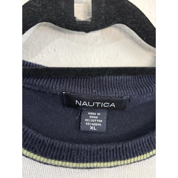 Nautica Vintage Sweater  Striped Mens XL  Crew Neck Preppy - Picture 4 of 10